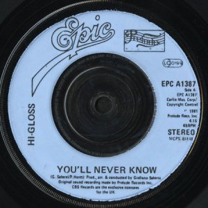 画像1: HI-GLOSS / YOU'LL NEVER KNOW b/w I'M TOTALLY YOURS (45's) (1)