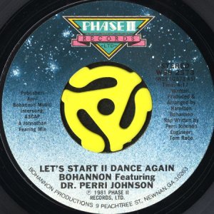 画像1: BOHANNON feat. DR. PERRI JOHNSON / LET'S START II DANCE AGAIN (45's) (1)