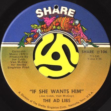 THE AD LIBS / NOTHING WORSE THAN BEING ALONE B/w IF SHE WANTS HIM (45's ...